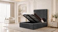 Naples Charcoal - Dorchester Wraparound Luxury Channelled Ottoman Storage Bed