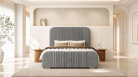 Plush Velvet Grey - Beaumont Arc Luxury Ribbed Ottoman Storage Bed