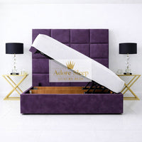 Naples Purple - Kensington Royale Luxury Ottoman Divan Storage Bed Frame – Premium Panelled Headboard