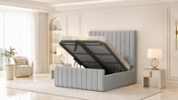 Naples Silver - Langham Column Luxury Panelled Ottoman Storage Bed