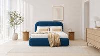 Naples Blue - Ellington Curve Luxury Upholstered Ottoman Storage Bed
