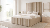 Plush Velvet Beige - Knightsbridge Imperial Luxury Panelled Ottoman Storage Bed