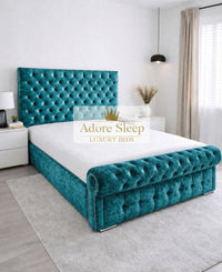 Crushed Velvet Teal - Kensington Royale Luxury Chesterfield Upholstered Bed Frame