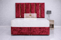 Crushed Velvet Red - Celestine Luxe Ottoman Divan Bed Frame – Luxury Panelled Upholstered Bed