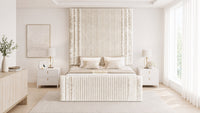 Crushed Velvet Cream - Mayfair Grand Fluted Luxury Upholstered Bed Frame
