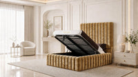 Crushed Velvet Gold - Dorchester Wraparound Luxury Channelled Ottoman Storage Bed