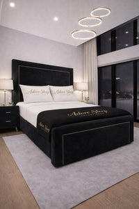 Naples Charcoal - Regent Grandeur Luxury Upholstered Bed Frame – Premium Deep Panelled Headboard