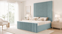 Plush Velvet Duck Egg - Mayfair Grand Fluted Luxury Upholstered Bed Frame