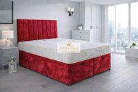 Crushed Velvet Red - Regency Lined Panel Luxury Solid Ottoman Storage Bed Frame