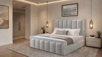 Plush Velvet Silver - Belgravia Regent Luxury Panelled Ottoman Storage Bed