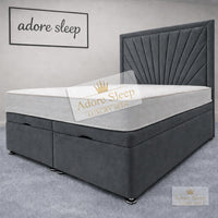 Naples Charcoal - Aurelia Regent Luxury Upholstered Ottoman Divan Bed Frame with Storage