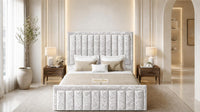 Crushed Velvet White - Buckingham Tailored Luxury Panelled Ottoman Storage Bed