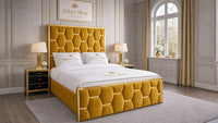 Plush Velvet Mustard Gold - Versailles Royale Luxe Upholstered Bed Frame
