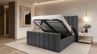 Naples Charcoal - Kensington Fluted Luxury Ottoman Storage Bed