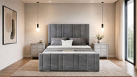 Plush Velvet Grey - Valentina Linear Luxury Upholstered Bed Frame