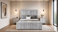 Plush Velvet Silver - Valentina Linear Luxury Upholstered Bed Frame