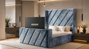 Crushed Velvet Denim Blue