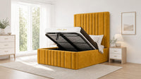 Plush Velvet Mustard Gold - Knightsbridge Imperial Luxury Panelled Ottoman Storage Bed