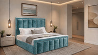 Crushed Velvet Teal - Belgravia Regent Luxury Panelled Ottoman Storage Bed