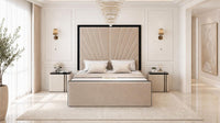 Naples Sand - Gatsby Sunray Luxury Art Deco Upholstered Bed Frame