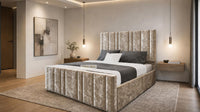 Crushed Velvet Gold - Valentina Linear Luxury Upholstered Bed Frame