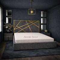 Naples Slate Grey - Knightsbridge Regal Mosaic Luxury Panel Bed Frame with Gold Strip – Upholstered