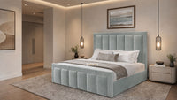 Plush Velvet Duck Egg - Belgravia Regent Luxury Panelled Ottoman Storage Bed