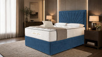 Naples Blue - Aurelia Luxury Sunburst Divan Bed – Designer Upholstered Bed Frame