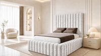 Crushed Velvet White - Dorchester Wraparound Luxury Channelled Ottoman Storage Bed