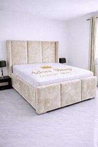 Crushed Velvet Cream - Aurelia Grand Luxe Upholstered Bed Frame