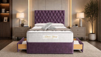 Naples Purple - Regency Diamond Luxury Divan Bed – Deep Button-Tufted Headboard with Premium Upholstered Frame & Storage