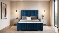 Naples Blue - Valentina Linear Luxury Upholstered Bed Frame