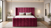 Crushed Velvet Aubergine - Kensington Fluted Luxury Ottoman Storage Bed
