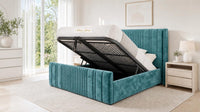 Crushed Velvet Teal - Savoy Ribbed Luxury Ottoman Storage Bed