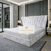 Crushed Velvet White - Aurelia Fancrest Luxury Upholstered Bed