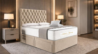 Naples Beige - Regency Diamond Luxury Divan Bed – Deep Button-Tufted Headboard with Premium Upholstered Frame & Storage