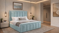 Plush Velvet Duck Egg - Belgravia Regent Luxury Panelled Ottoman Storage Bed