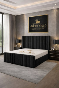 Naples Black - Celestine Luxe Vertical Panel Upholstered Bed Frame
