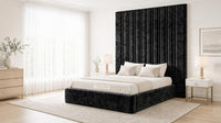 Crushed Velvet Black - Grosvenor Grand Channel Luxury Ottoman Storage Bed
