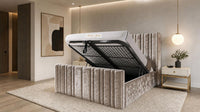 Crushed Velvet Mink - Kensington Fluted Luxury Ottoman Storage Bed