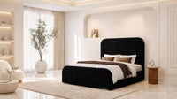 Plush Velvet Black - Beaumont Arc Luxury Ribbed Ottoman Storage Bed