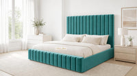 Plush Velvet Teal - Carlton Channel Luxury Ottoman Storage Bed