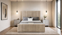 Naples Sand - Valentina Linear Luxury Upholstered Bed Frame