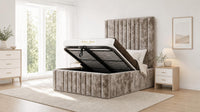 Crushed Velvet Mink - Knightsbridge Imperial Luxury Panelled Ottoman Storage Bed