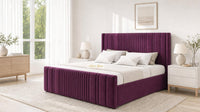 Naples Purple - Savoy Ribbed Luxury Ottoman Storage Bed