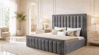 Naples Slate Grey - Buckingham Tailored Luxury Panelled Ottoman Storage Bed