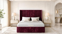 Crushed Velvet Aubergine - Harrogate Gallery Luxury Winged Upholstered Bed Frame