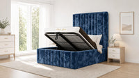 Crushed Velvet Denim Blue - Knightsbridge Imperial Luxury Panelled Ottoman Storage Bed