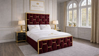 Plush Velvet Maroon - Versailles Royale Luxe Upholstered Bed Frame