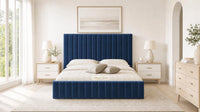 Plush Velvet Sapphire - Carlton Channel Luxury Ottoman Storage Bed